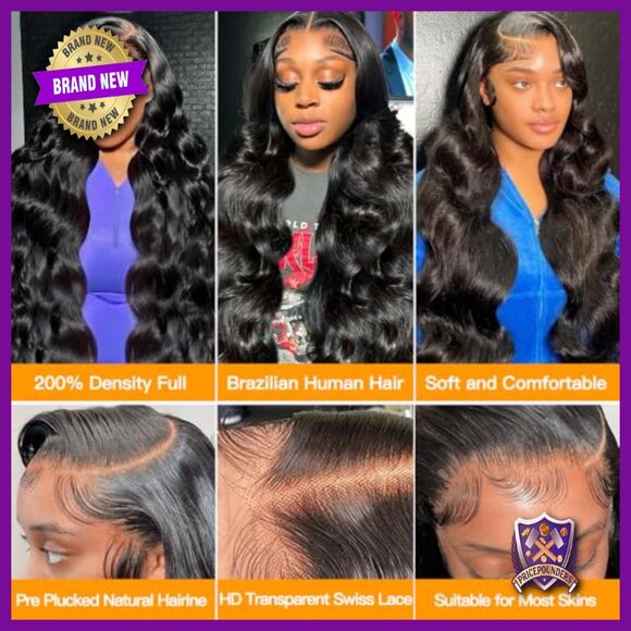 28 Inch Human Hair Lace Front Wig 200 Density Body Wave Glueless main image 6